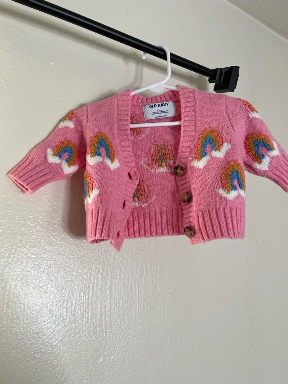 0-3M Old Navy Pink Baby Girl Rainbow Knit Cardigan